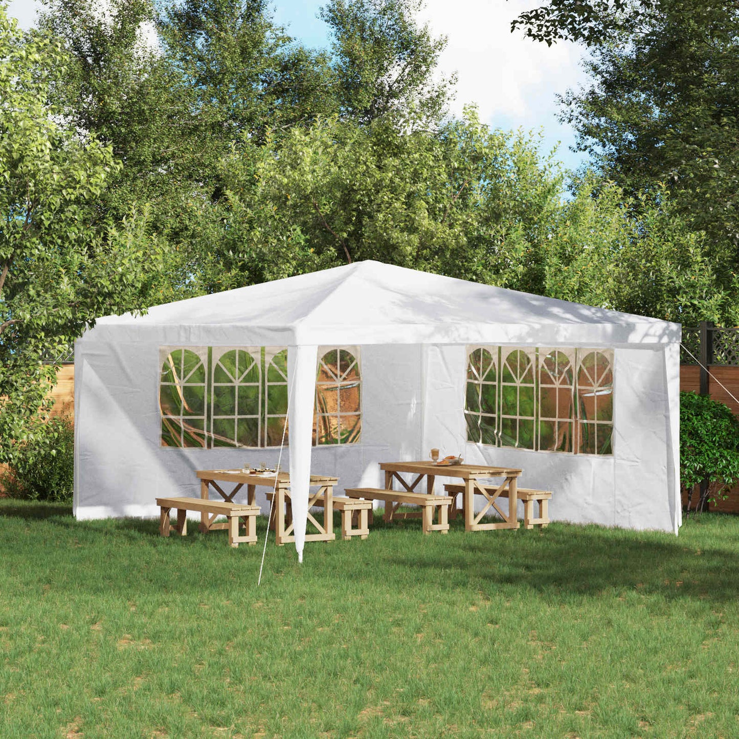 vidaXL Party Tent Sidewall 2 pcs 400 x 195 cm White PE and Steel