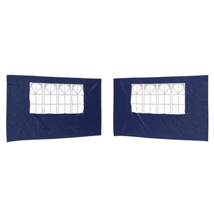 vidaXL Party Tent Sidewall 2 pcs 400 x 195 cm Blue PE and Steel