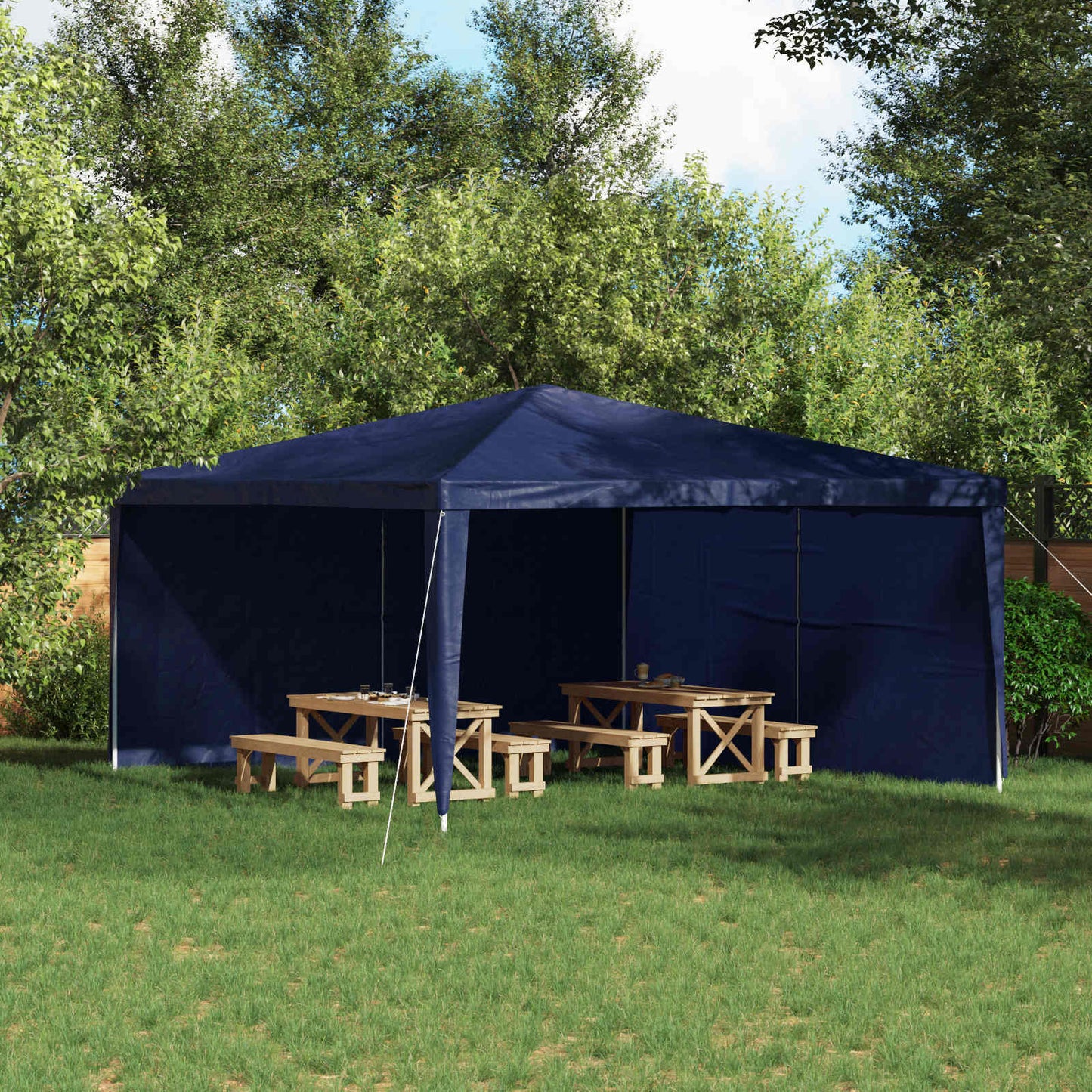 vidaXL Party Tent Sidewall 2 pcs Blue 400 x 195 cm PE and Steel