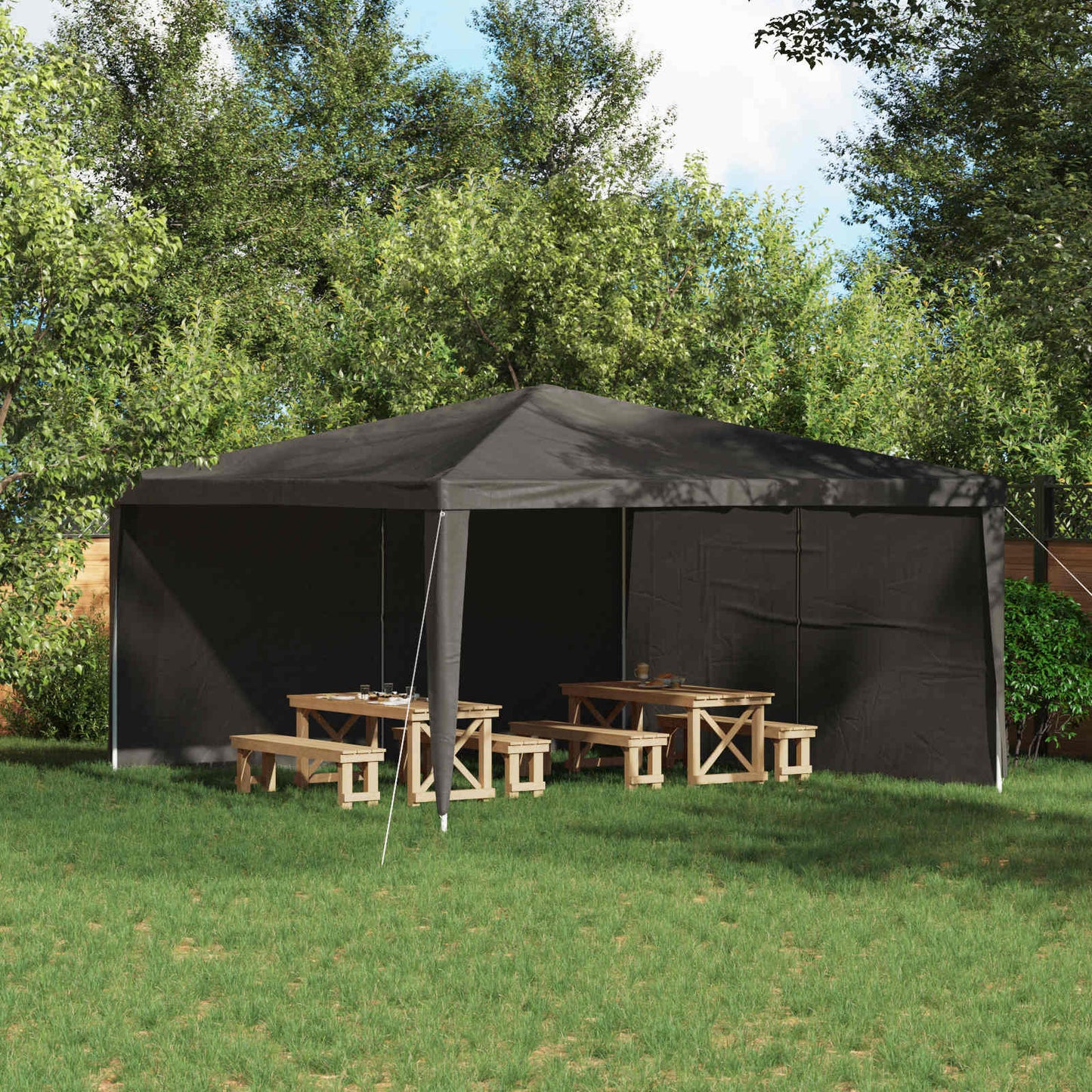 vidaXL Party Tent Sidewall 2 pcs Anthracite 400 x 195 cm PE and Steel