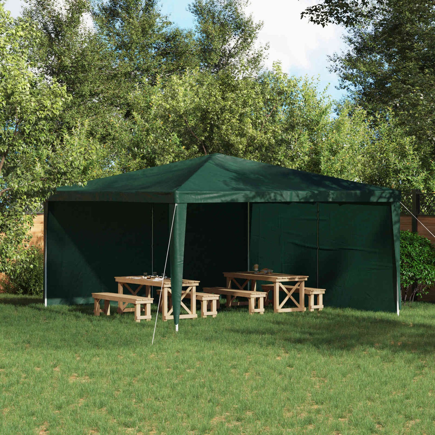 vidaXL Party Tent Sidewall 2 pcs Green 400 x 195 cm PE and Steel