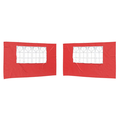 vidaXL Party Tent Sidewall 2 pcs 400 x 195 cm Red PE and Steel