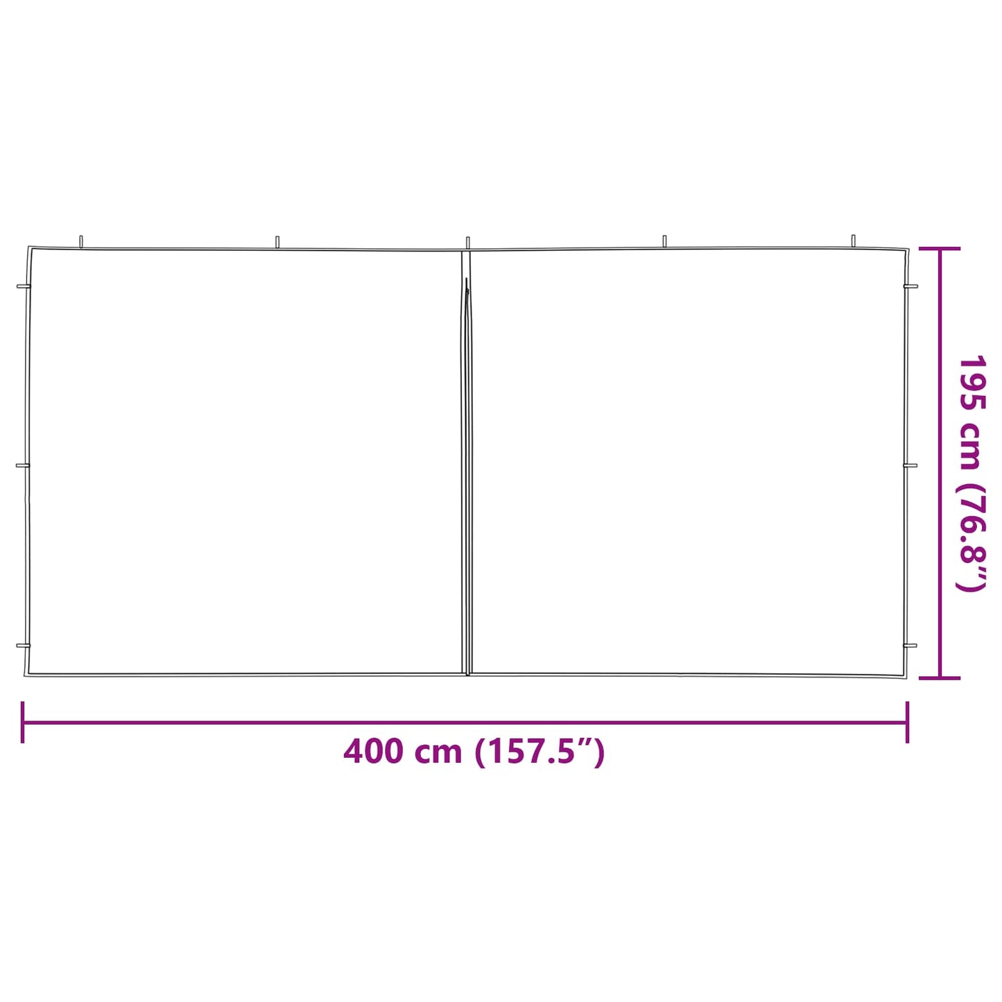 vidaXL Party Tent Sidewall 2 pcs Red 400 x 195 cm PE and Steel