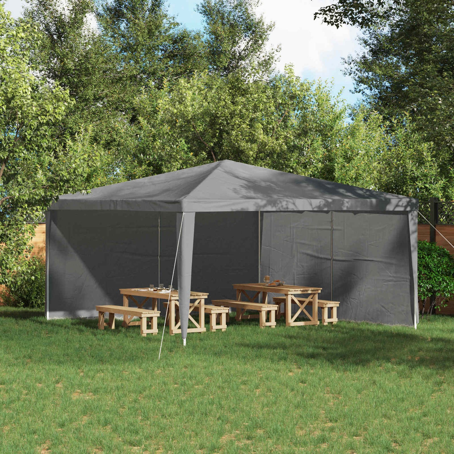 vidaXL Party Tent Sidewall 2 pcs Light Grey 400 x 195 cm PE and Steel