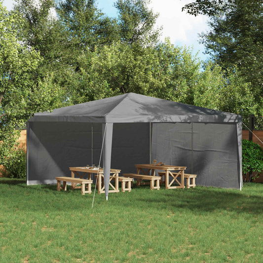 vidaXL Party Tent Sidewall 2 pcs Light Grey 400 x 195 cm PE and Steel