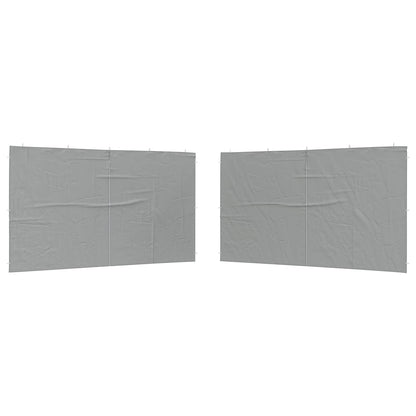 vidaXL Party Tent Sidewall 2 pcs Light Grey 400 x 195 cm PE and Steel