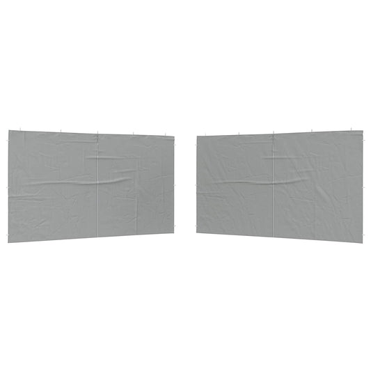 vidaXL Party Tent Sidewall 2 pcs Light Grey 400 x 195 cm PE and Steel