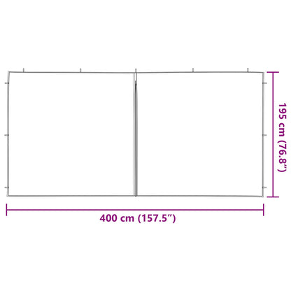 vidaXL Party Tent Sidewall 2 pcs Light Grey 400 x 195 cm PE and Steel