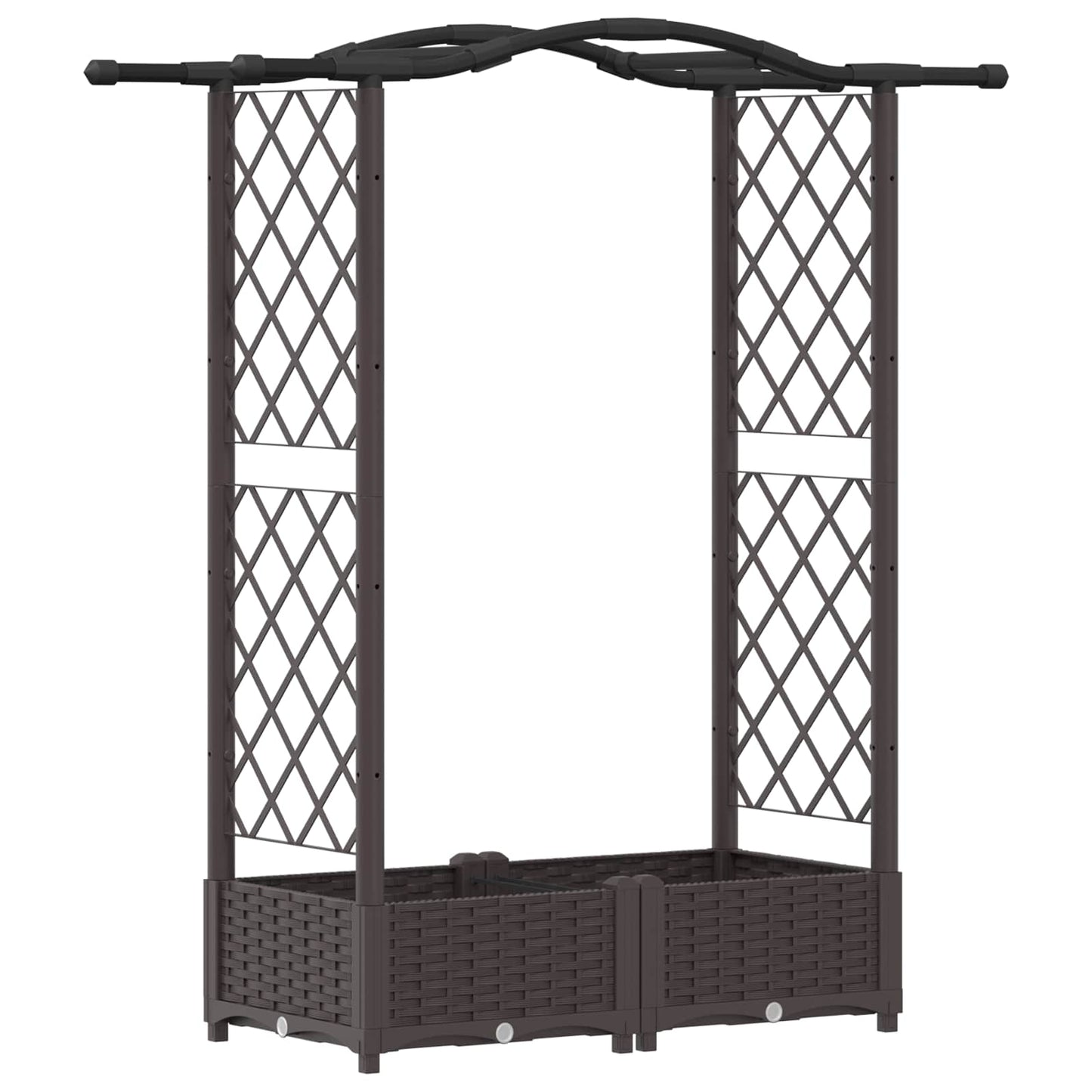 vidaXL Raised Bed with Trellis and Roof Brown 124 x 40 x 125 cm PP