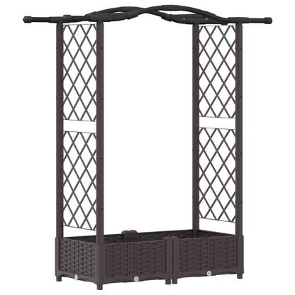 vidaXL Raised Bed with Trellis and Roof Brown 124 x 40 x 125 cm PP