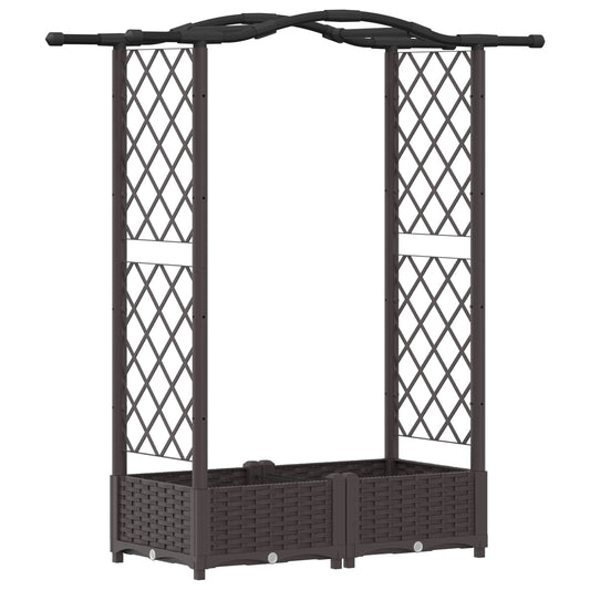 vidaXL Raised Bed with Trellis and Roof Brown 124 x 40 x 123 cm PP