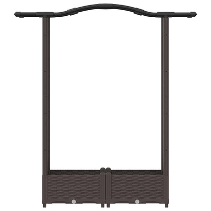 vidaXL Raised Bed with Trellis and Roof Brown 124 x 40 x 125 cm PP
