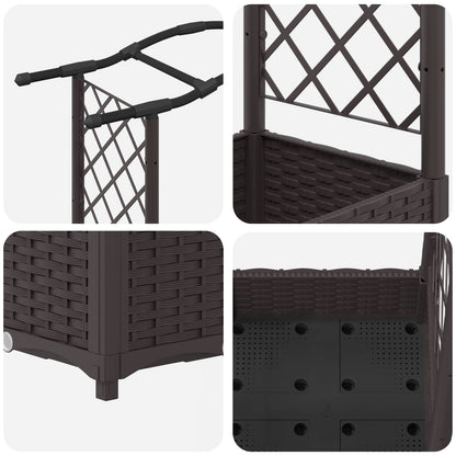 vidaXL Raised Bed with Trellis and Roof Brown 169 x 40 x 125 cm PP