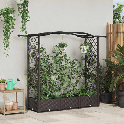 vidaXL Raised Bed with Trellis and Roof Brown 169 x 40 x 125 cm PP
