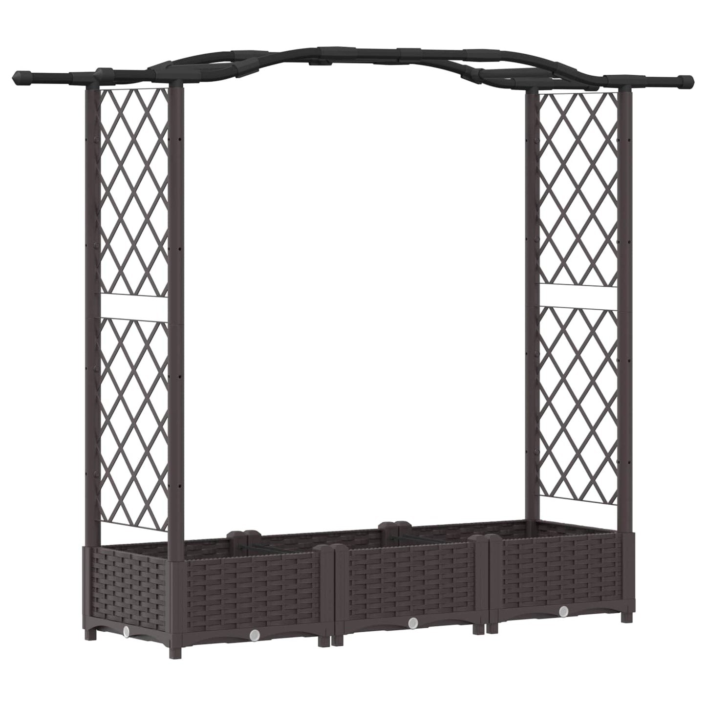 vidaXL Raised Bed with Trellis and Roof Brown 169 x 40 x 125 cm PP