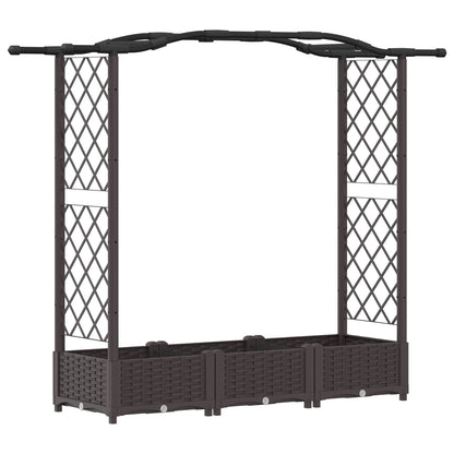 vidaXL Raised Bed with Trellis and Roof Brown 169 x 40 x 125 cm PP