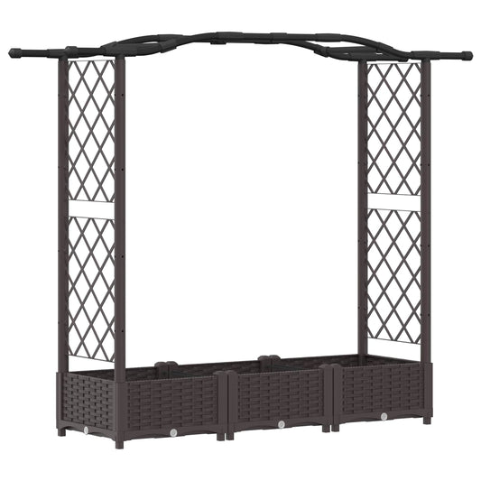 vidaXL Raised Bed with Trellis and Roof Brown 169 x 40 x 123 cm PP