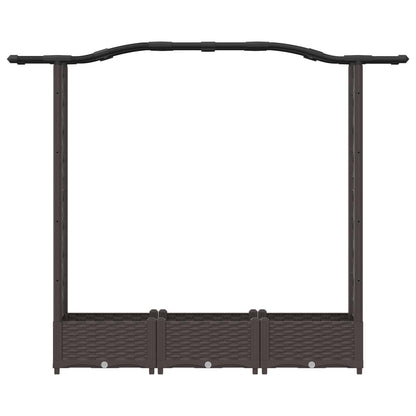 vidaXL Raised Bed with Trellis and Roof Brown 169 x 40 x 125 cm PP