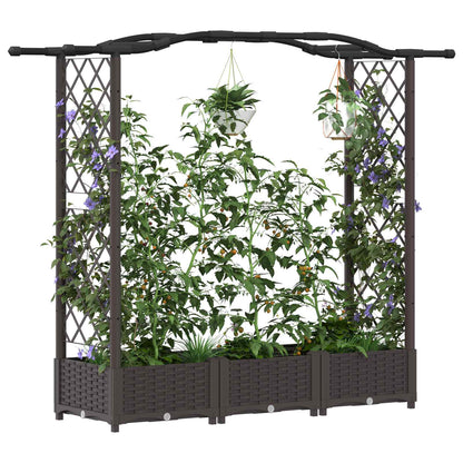 vidaXL Raised Bed with Trellis and Roof Brown 169 x 40 x 125 cm PP