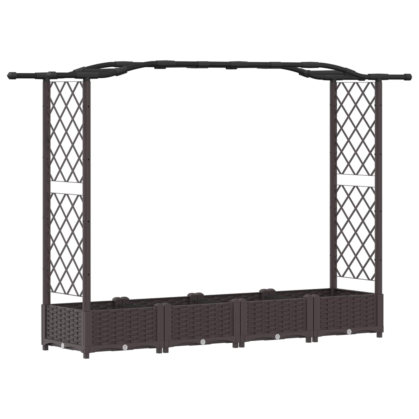 vidaXL Raised Bed with Trellis and Roof Brown 207 x 40 x 126 cm PP