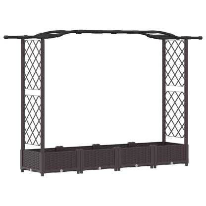 vidaXL Raised Bed with Trellis and Roof Brown 207 x 40 x 126 cm PP