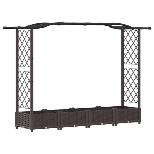 vidaXL Raised Bed with Trellis and Roof Brown 207 x 40 x 123 cm PP