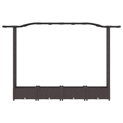 vidaXL Raised Bed with Trellis and Roof Brown 207 x 40 x 126 cm PP