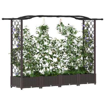 vidaXL Raised Bed with Trellis and Roof Brown 207 x 40 x 126 cm PP