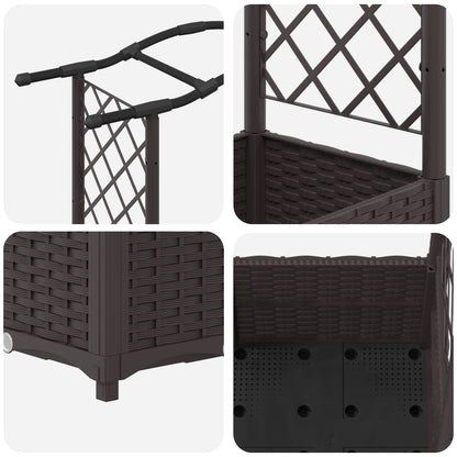 vidaXL Raised Bed with Trellis and Roof Brown 125 x 40 x 138 cm PP
