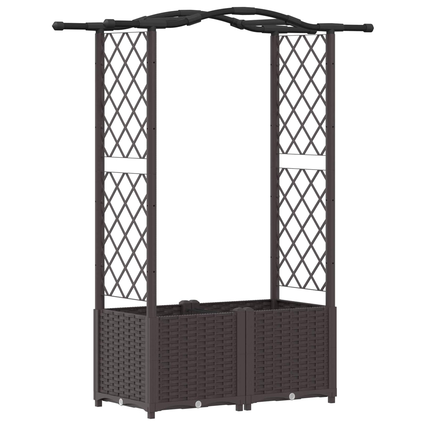 vidaXL Raised Bed with Trellis and Roof Brown 125 x 40 x 138 cm PP