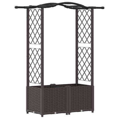 vidaXL Raised Bed with Trellis and Roof Brown 125 x 40 x 138 cm PP