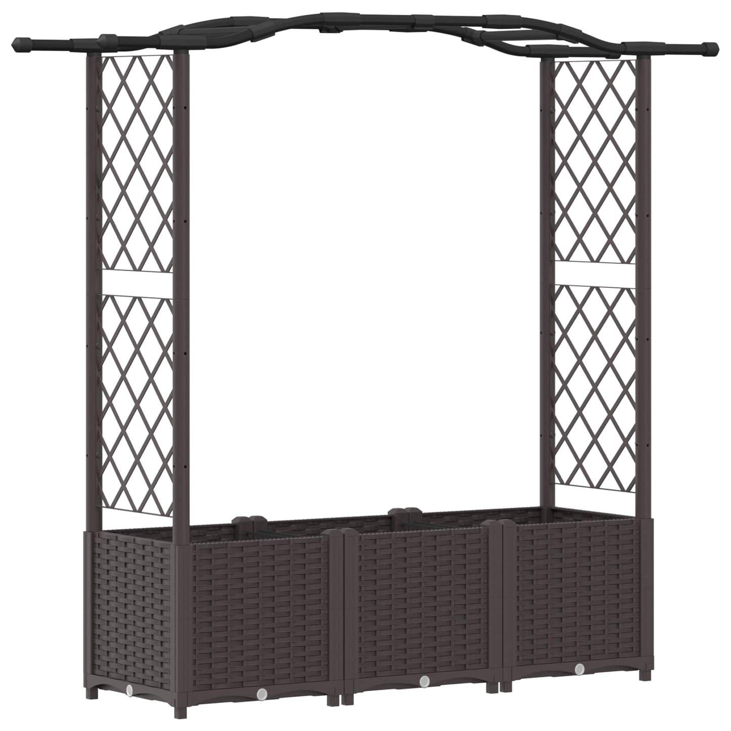 vidaXL Raised Bed with Trellis and Roof Brown 164 x 40 x 142 cm PP