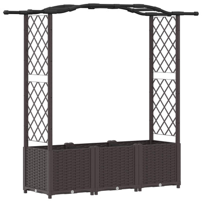 vidaXL Raised Bed with Trellis and Roof Brown 164 x 40 x 142 cm PP