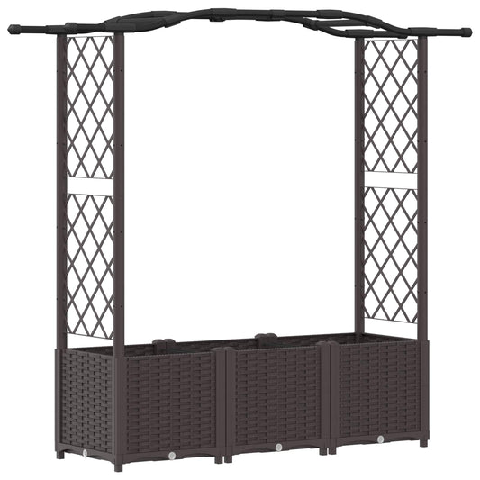 vidaXL Raised Bed with Trellis and Roof Brown 164 x 40 x 138 cm PP