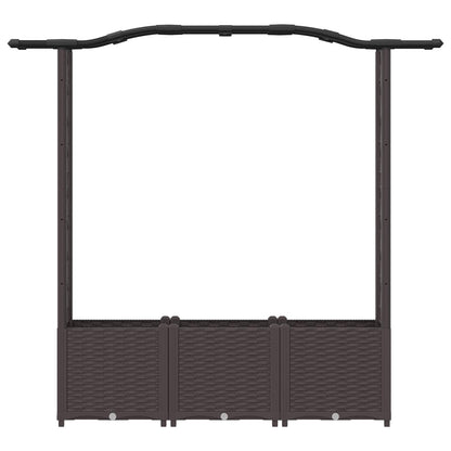 vidaXL Raised Bed with Trellis and Roof Brown 164 x 40 x 142 cm PP