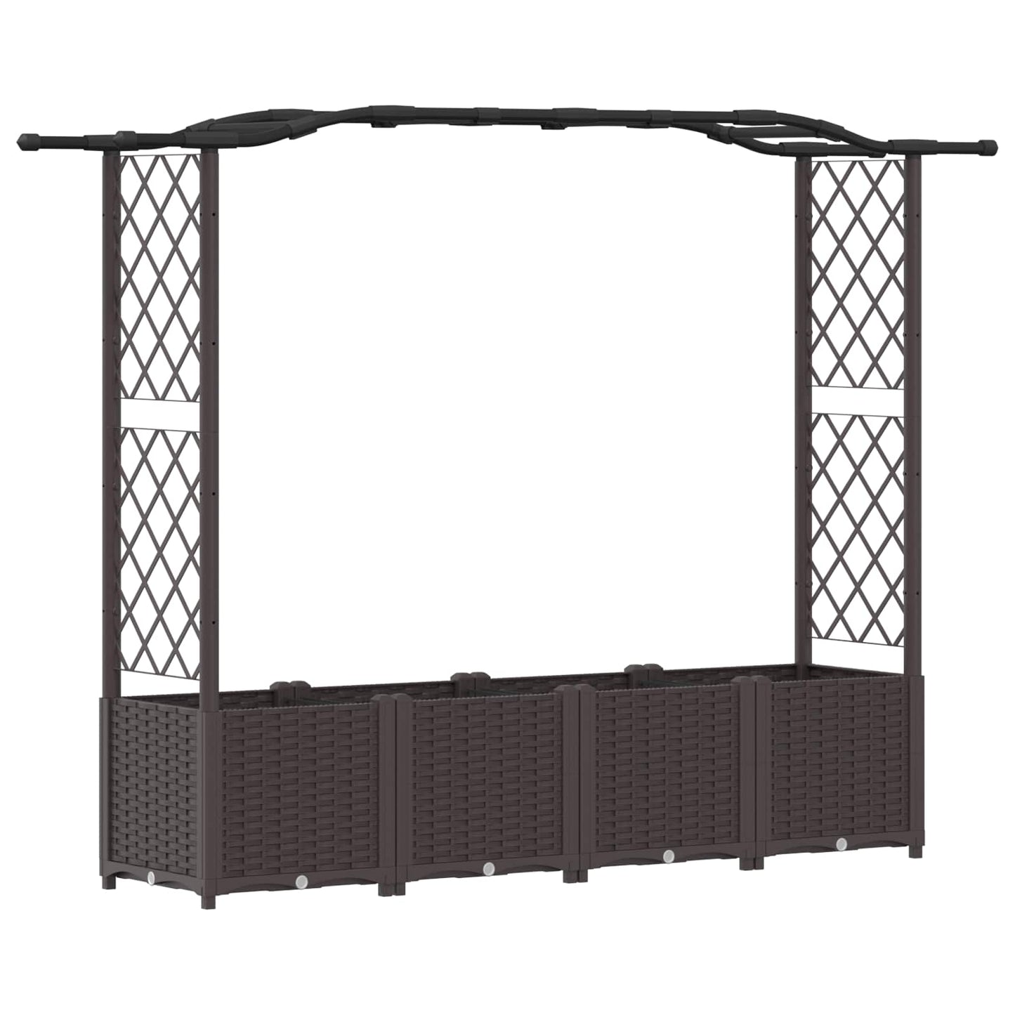vidaXL Raised Bed with Trellis and Roof Brown 204 x 40 x 141 cm PP