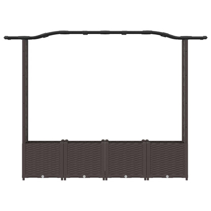 vidaXL Raised Bed with Trellis and Roof Brown 204 x 40 x 141 cm PP