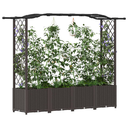 vidaXL Raised Bed with Trellis and Roof Brown 204 x 40 x 141 cm PP