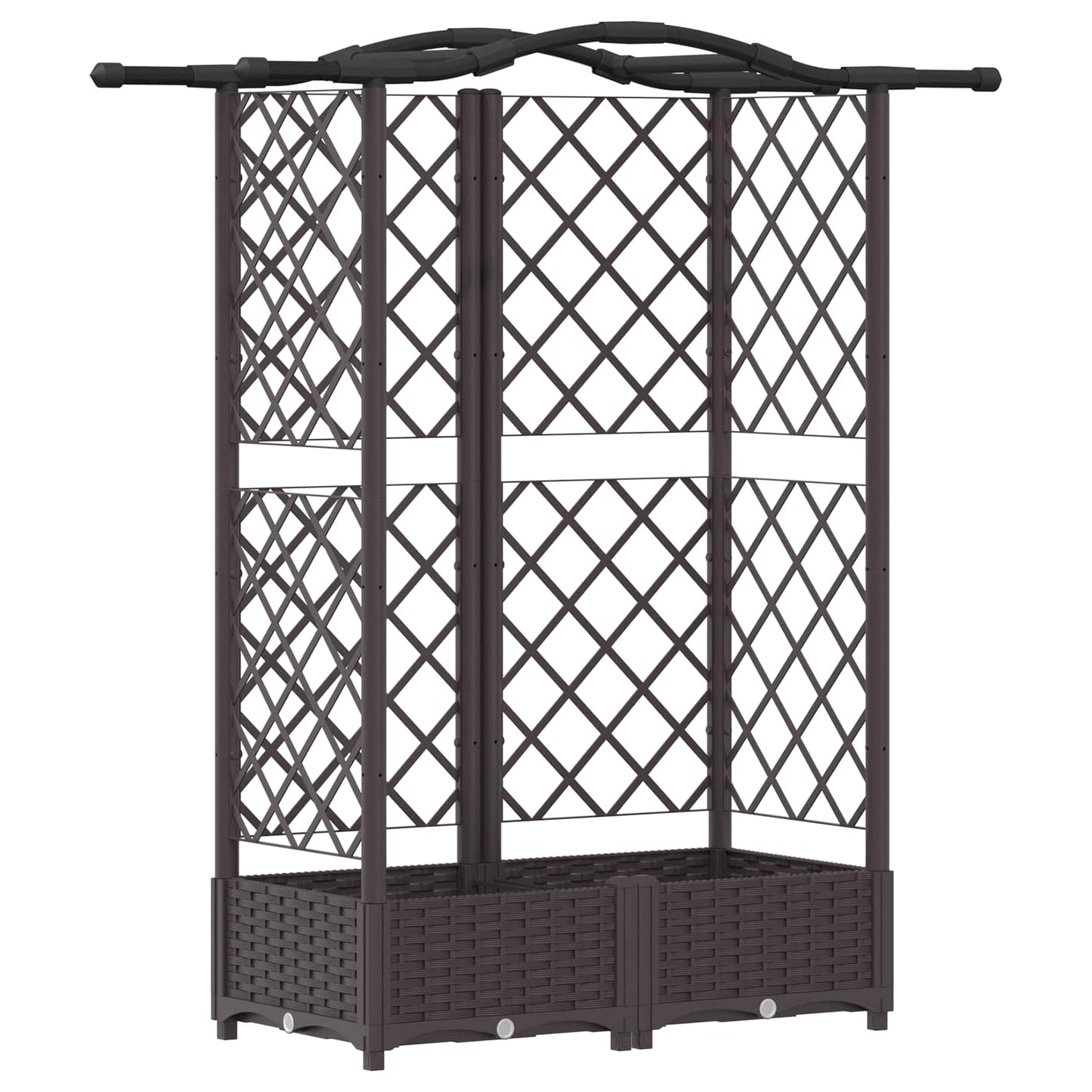 vidaXL Raised Bed with Trellis and Roof Brown 124 x 40 x 123 cm PP