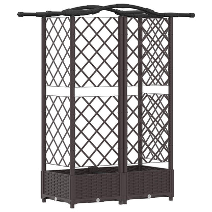 vidaXL Raised Bed with Trellis and Roof Brown 124 x 40 x 123 cm PP