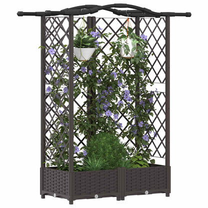 vidaXL Raised Bed with Trellis and Roof Brown 124 x 40 x 123 cm PP