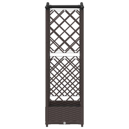 vidaXL Raised Bed with Trellis and Roof Brown 124 x 40 x 123 cm PP