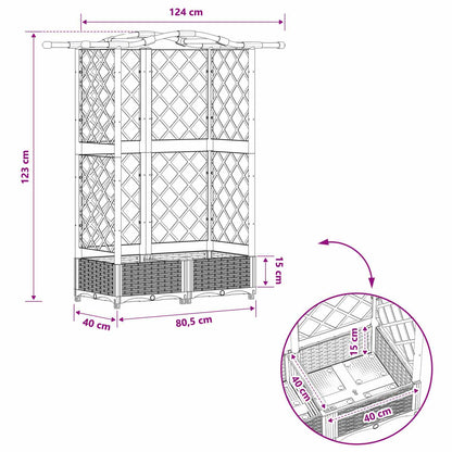 vidaXL Raised Bed with Trellis and Roof Brown 124 x 40 x 123 cm PP