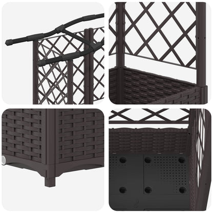 vidaXL Raised Bed with Trellis and Roof Brown 163 x 40 x 123 cm PP