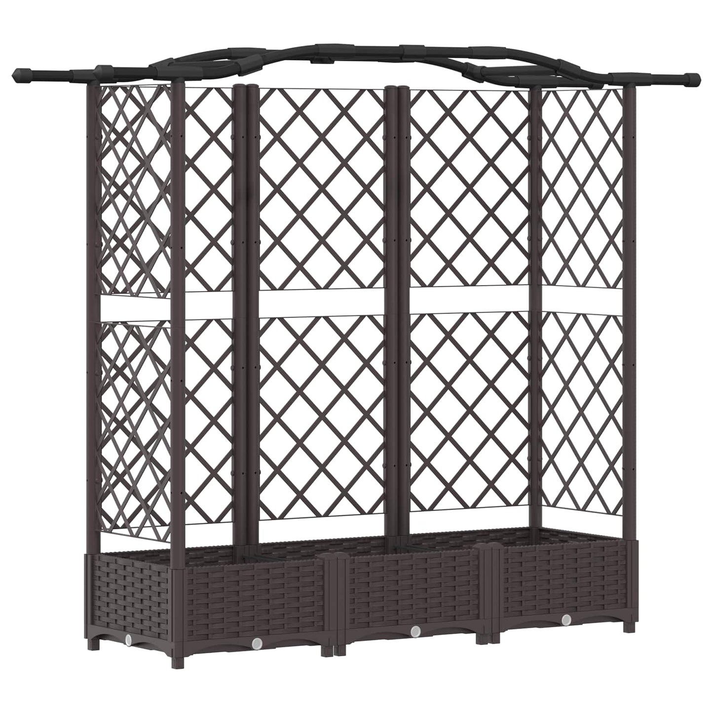 vidaXL Raised Bed with Trellis and Roof Brown 163 x 40 x 123 cm PP