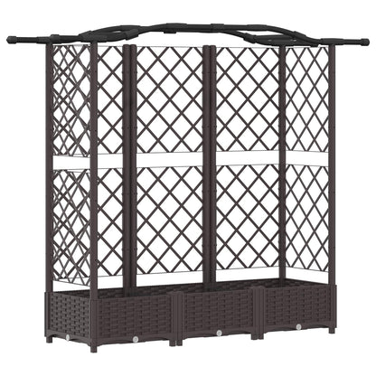 vidaXL Raised Bed with Trellis and Roof Brown 163 x 40 x 123 cm PP