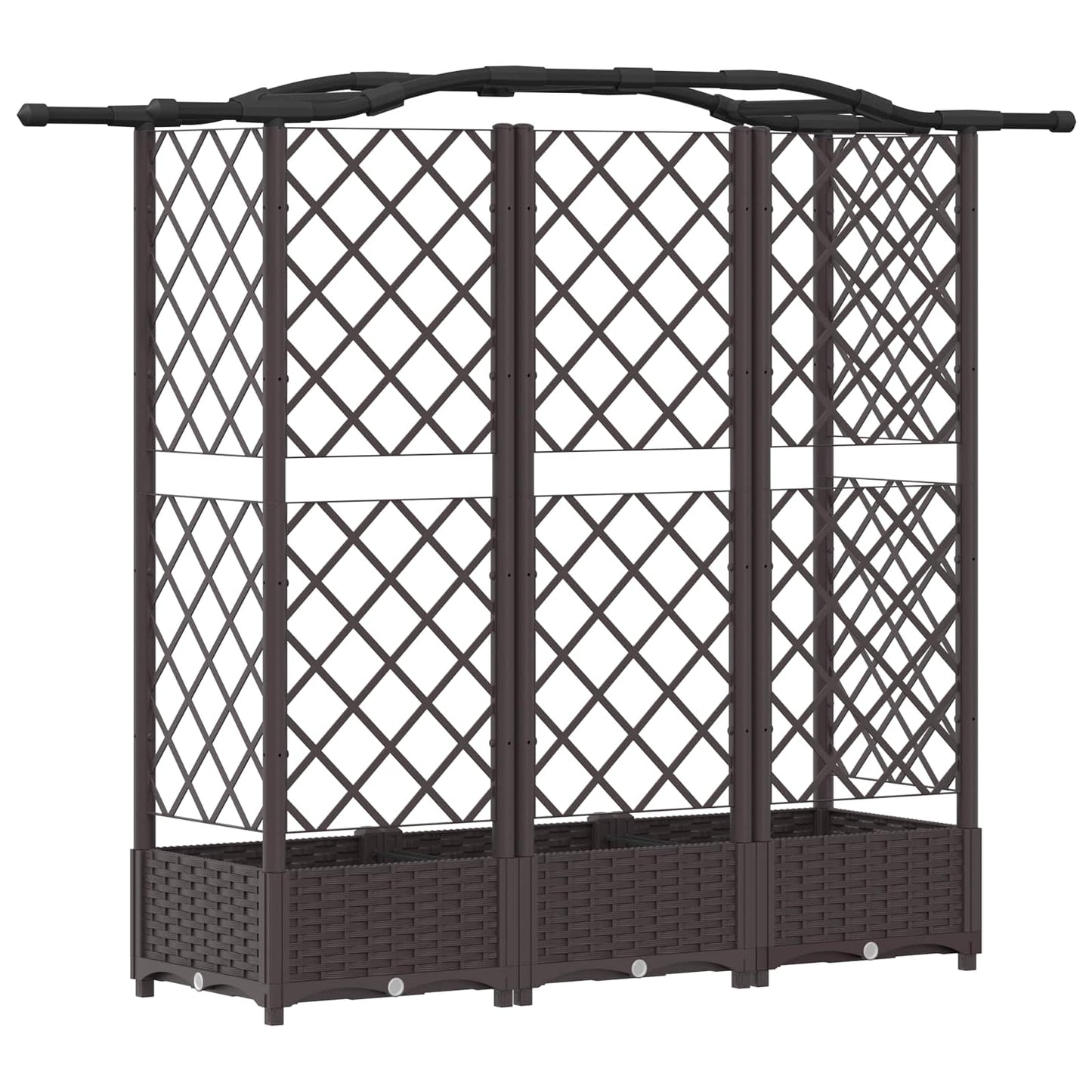 vidaXL Raised Bed with Trellis and Roof Brown 163 x 40 x 123 cm PP