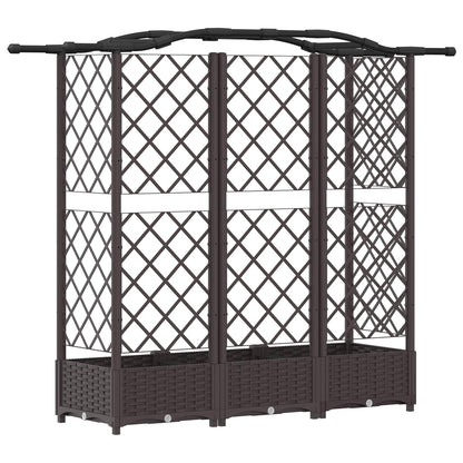 vidaXL Raised Bed with Trellis and Roof Brown 163 x 40 x 123 cm PP