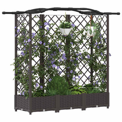 vidaXL Raised Bed with Trellis and Roof Brown 163 x 40 x 123 cm PP