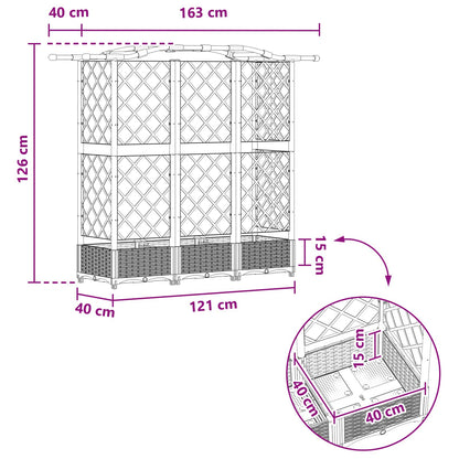 vidaXL Raised Bed with Trellis and Roof Brown 163 x 40 x 123 cm PP